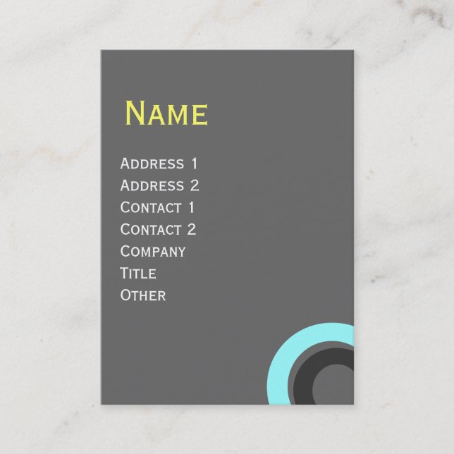 ABSTRACT GEOMETRIC BLUE GREY YELLOW CIRCLES BUSINESS CARD (Front)