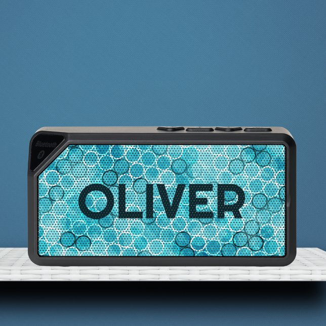 Abstract Geometric Blue Pattern Personalized Name Bluetooth Speaker (Creator Uploaded)