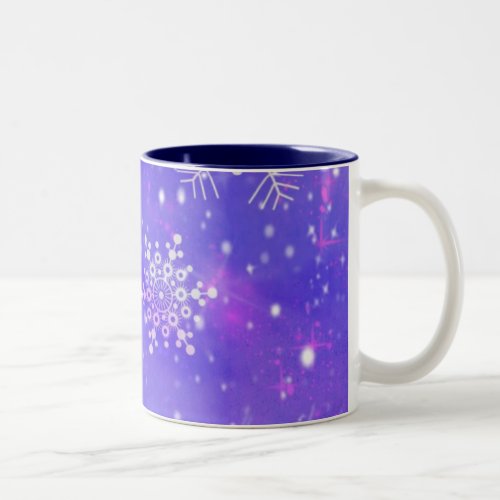 Abstract Geometric Blue Snowflakes Two_Tone Coffee Mug