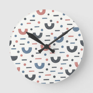 Abstract Geometric Boho Pattern Round Clock