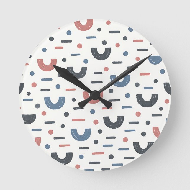 Abstract Geometric Boho Pattern Round Clock (Front)