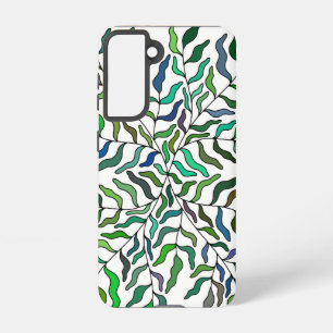 Abstract geometric botanical stem leaf greens samsung galaxy s21 case