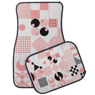 Abstract Geometric: Bright Vintage Shapes Car Floor Mat