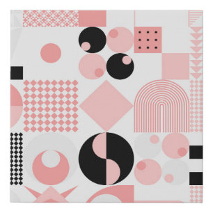 Abstract Geometric: Bright Vintage Shapes Faux Canvas Print