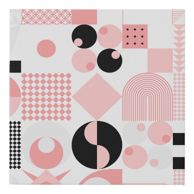 Abstract Geometric: Bright Vintage Shapes Faux Canvas Print (Front)