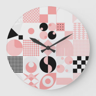 Abstract Geometric: Bright Vintage Shapes Large Clock