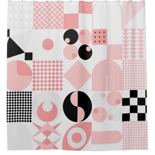 Abstract Geometric: Bright Vintage Shapes Shower Curtain (Front)