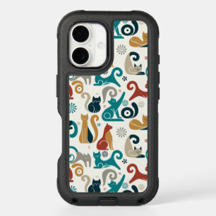 Abstract Geometric Cat Pattern iPhone 16 Case
