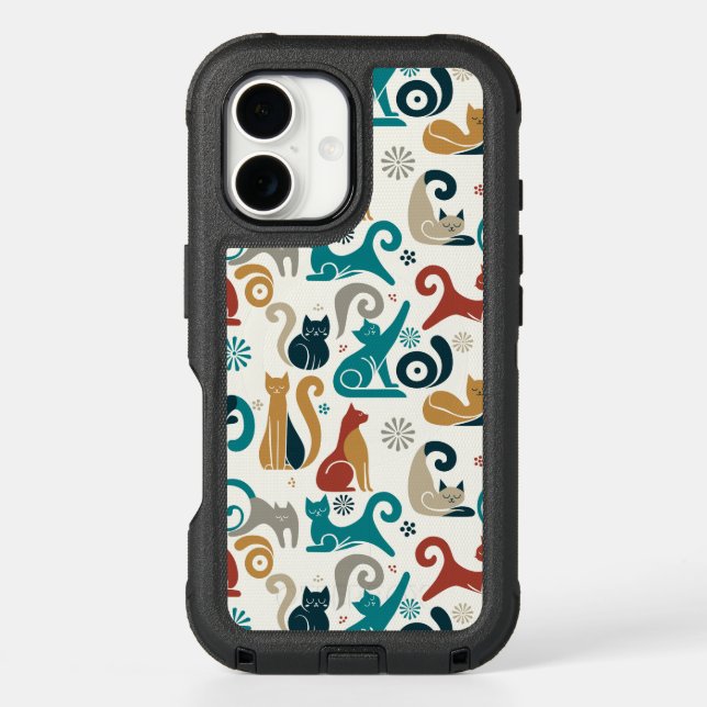 Abstract Geometric Cat Pattern Otterbox iPhone Case (Back)