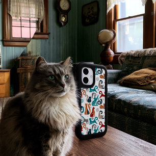 Abstract Geometric Cat Pattern iPhone 16 Case