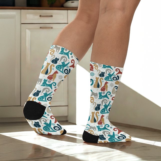 Abstract Geometric Cat Pattern Socks (Creator Uploaded)