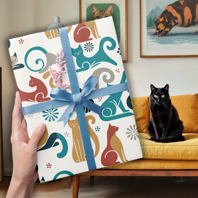 Abstract Geometric Cat Pattern Wrapping Paper (Creator Uploaded)