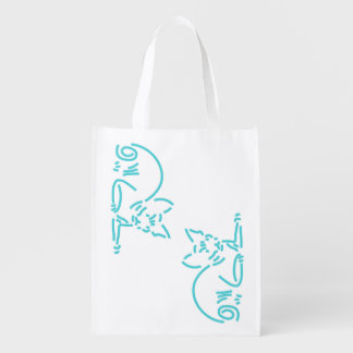 Abstract Geometric Cat | Symbolic Line Constructio Grocery Bag