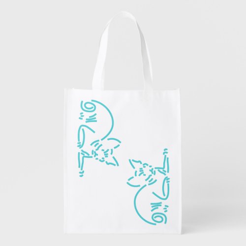 Abstract Geometric Cat | Symbolic Line Constructio Grocery Bag