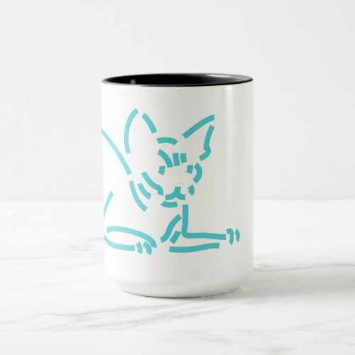 Abstract Geometric Cat | Symbolic Line Constructio Mug