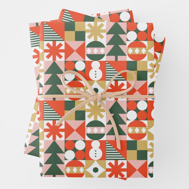 Abstract Geometric Christmas Pattern  Wrapping Paper Sheets (In situ)