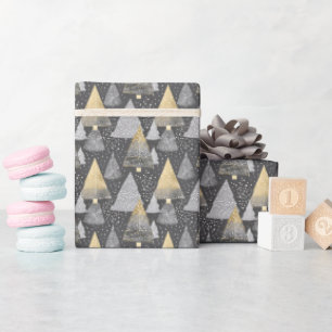 Abstract Geometric Christmas Tree Elegant Gold  Wrapping Paper