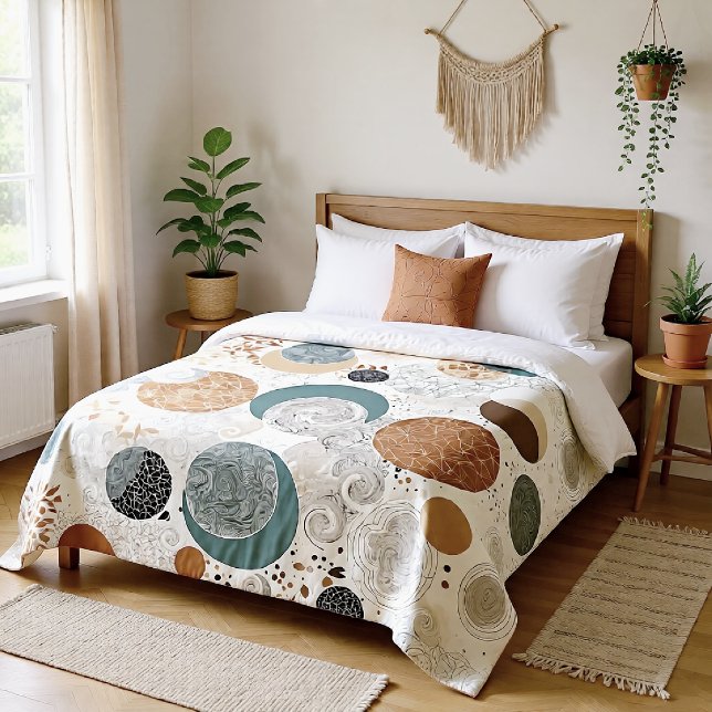 Abstract Geometric Circle Pattern Neutral Boho 384 Duvet Cover (Creator Uploaded)
