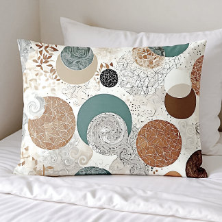 Abstract Geometric Circle Pattern Neutral Boho 384 Pillow Case