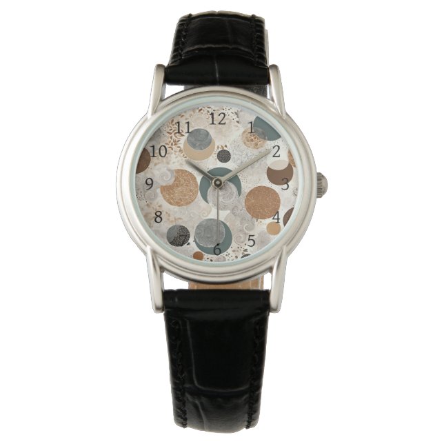 Abstract Geometric Circle Pattern Neutral Boho Watch (Front)