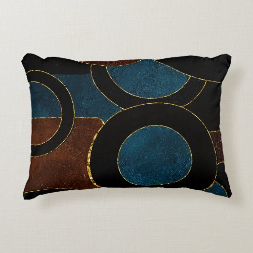 Abstract Geometric Circles Gold  Glitter Foil  Accent Pillow