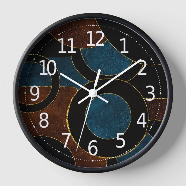 Abstract Geometric Circles Gold  Glitter Foil | Clock (Front)