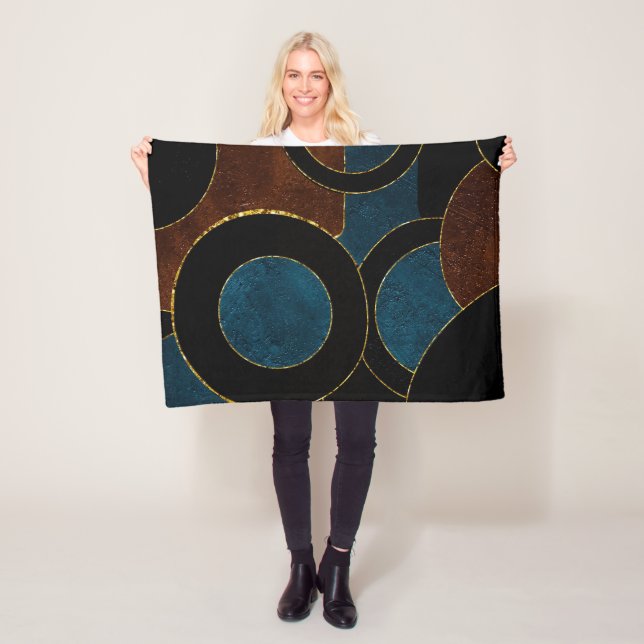 Abstract Geometric Circles Gold  Glitter Foil | Fleece Blanket (In Situ)