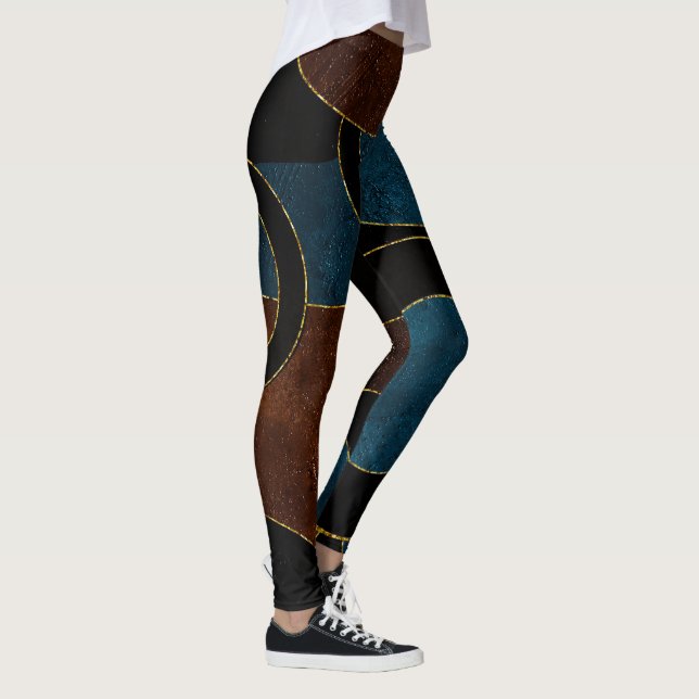 Abstract Geometric Circles Gold  Glitter Foil | Leggings (Right)