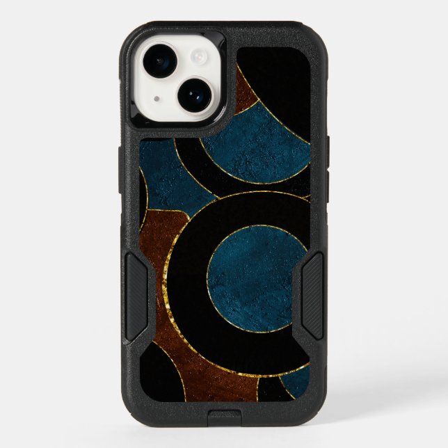 Abstract Geometric Circles Gold  Glitter Foil | Otterbox iPhone Case (Back)