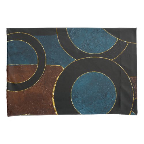 Abstract Geometric Circles Gold  Glitter Foil  Pillow Case