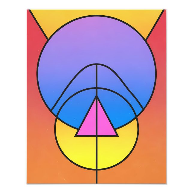Abstract Geometric Circles Line Colorful Poster (Front)