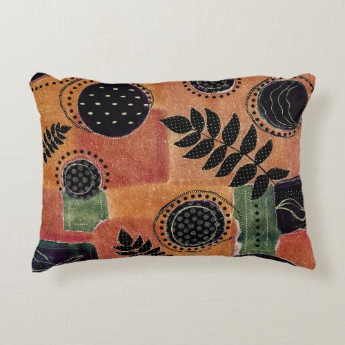 Abstract Geometric Circles Shapes and Leaves  Accent Pillow