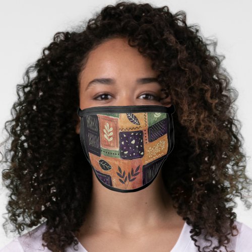 Abstract Geometric Circles Shapes and Leaves  Face Mask