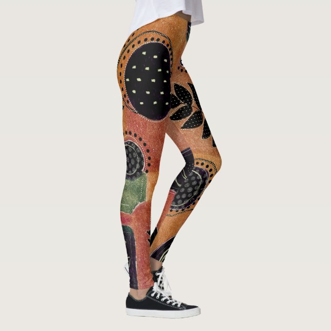 Abstract Geometric Circles Shapes and Leaves | Leggings (Right)