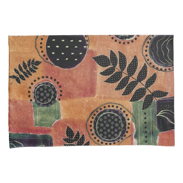 Abstract Geometric Circles Shapes and Leaves | Pillow Case (Front-Right)