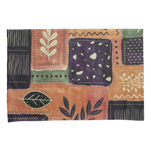 Abstract Geometric Circles Shapes and Leaves | Pillow Case (Front-Right)