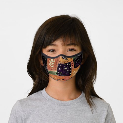 Abstract Geometric Circles Shapes and Leaves  Premium Face Mask