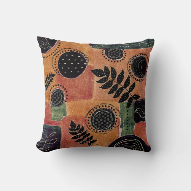 Abstract Geometric Circles Shapes and Leaves | Throw Pillow (Front)