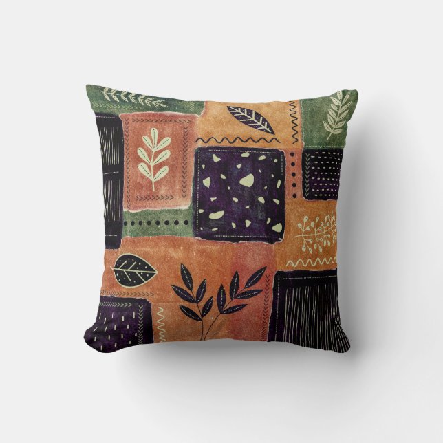 Abstract Geometric Circles Shapes and Leaves | Throw Pillow (Front)