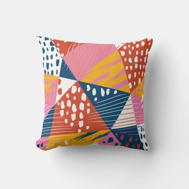 Abstract Geometric Collage Pattern Throw Pillow (Front)
