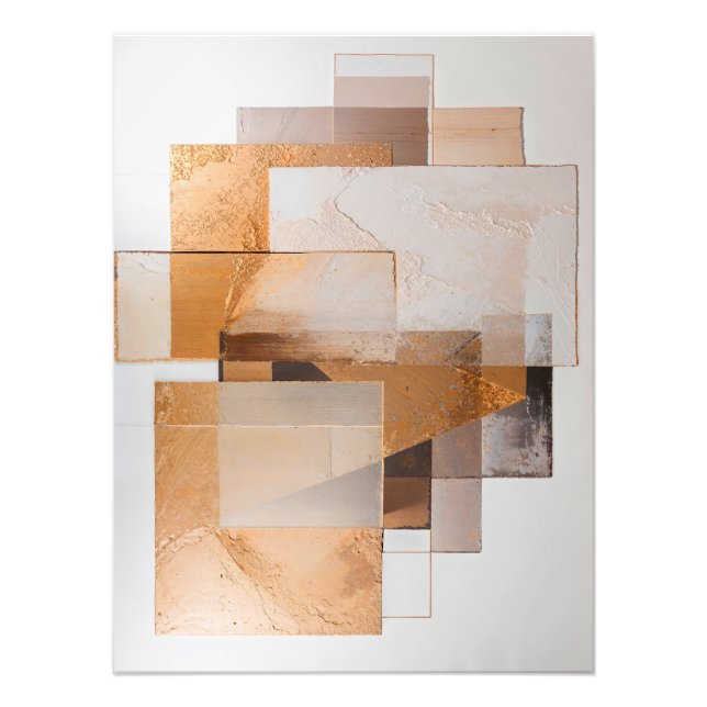 Abstract Geometric Collage with Earth Tones Photo Print (Front)