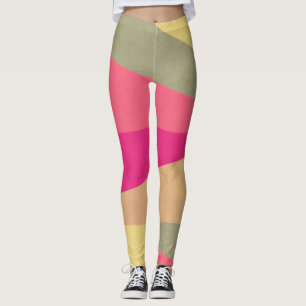Abstract Geometric Color Block Leggings