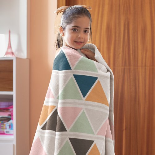 Abstract geometric color blocks elegant fleece blanket