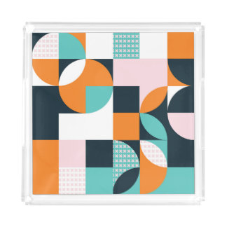 Abstract Geometric: Colorful 3D Effect. Acrylic Tray