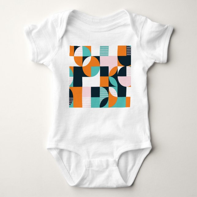 Abstract Geometric: Colorful 3D Effect. Baby Bodysuit (Front)
