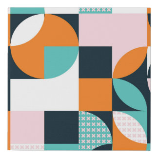 Abstract Geometric: Colorful 3D Effect. Faux Canvas Print