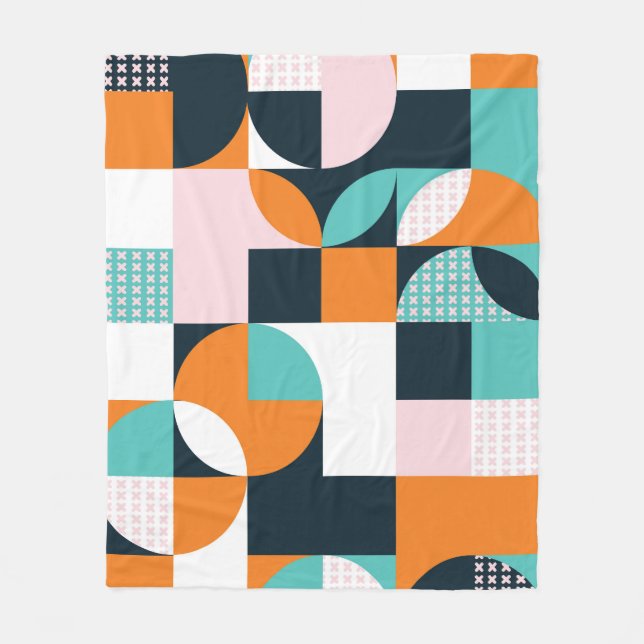 Abstract Geometric: Colorful 3D Effect. Fleece Blanket (Front)