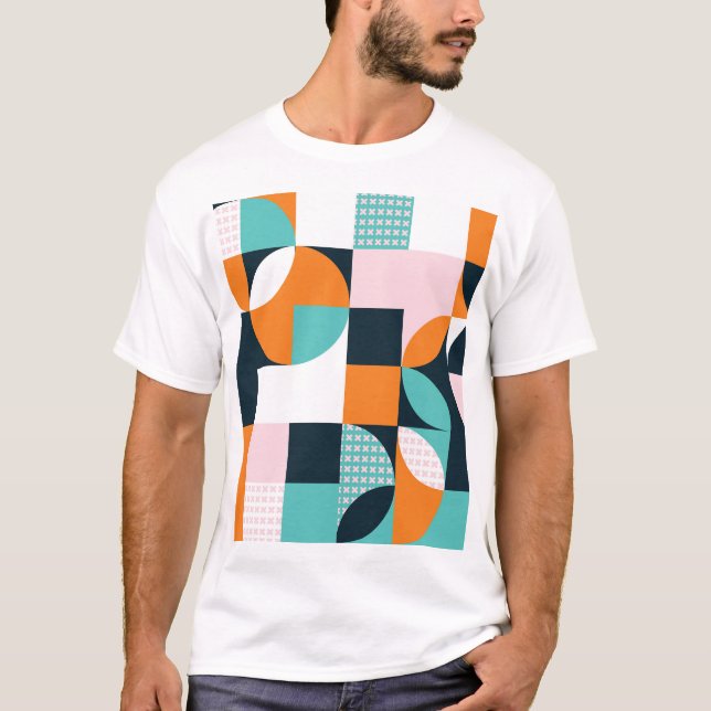 Abstract Geometric: Colorful 3D Effect. T-Shirt (Front)