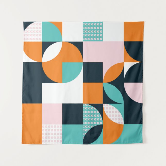 Abstract Geometric: Colorful 3D Effect. Tapestry (Front)