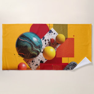 Abstract geometric colorful composition  beach towel